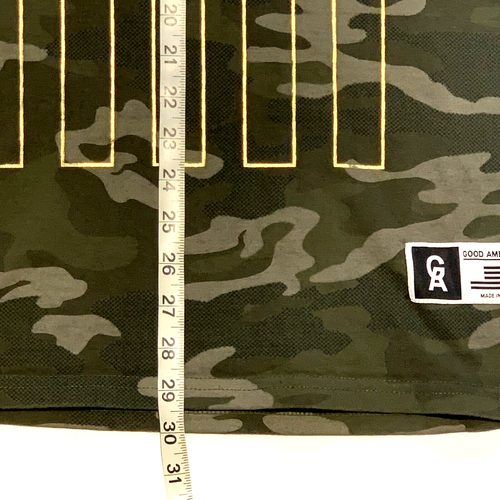 Good American Womens Size 0/1 Camo Shirt Tunic - Gold Goodies Flag Crewneck NICE - Picture 6 of 9