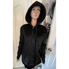 Twenty Montreal Twentytees Black Crushed Velvet Thick Hooded Jacket, Size M, Nwt