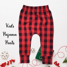 Infant  Toddler Buffalo Plaid Pajama Pants  Red Black Gingham Christmas PJs