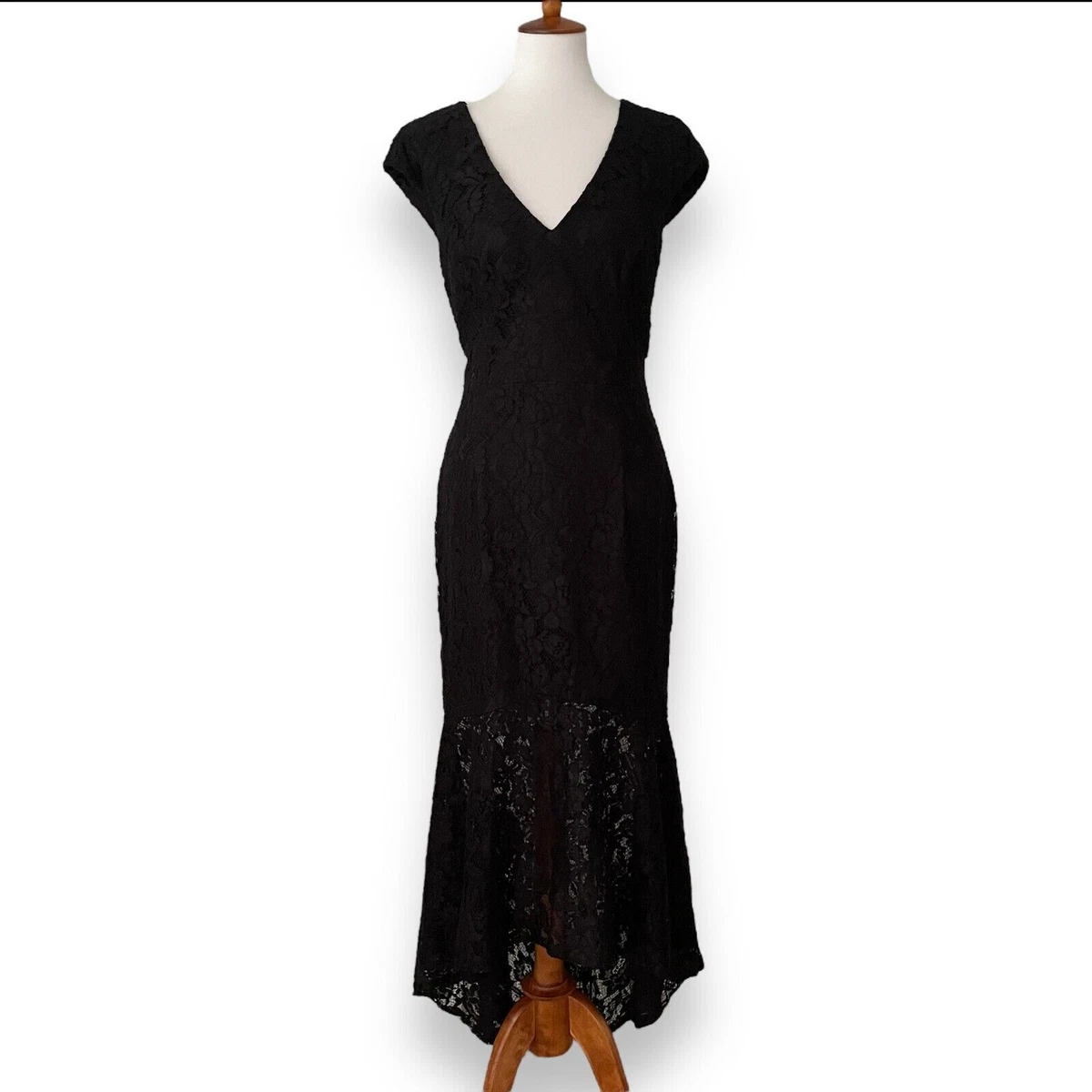 chinese dress ladies Georgiana Black Lace Panel Flared Maxi Gown