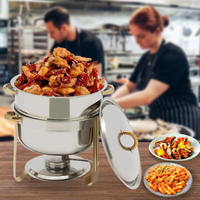 13.5L Gold Full-Size Round Stainless Steel Catering Buffet Chafer Chafing Dish