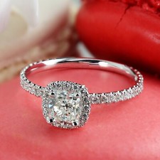 2.5Ct Cushion Cut DVVS1 Simulated Diamond Stylish Halo Ring White Gold Plated