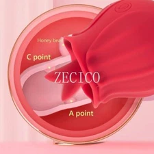 Tongue Clit Licking Vibrator Female Licking Rose Oral Massager Rechargeable US