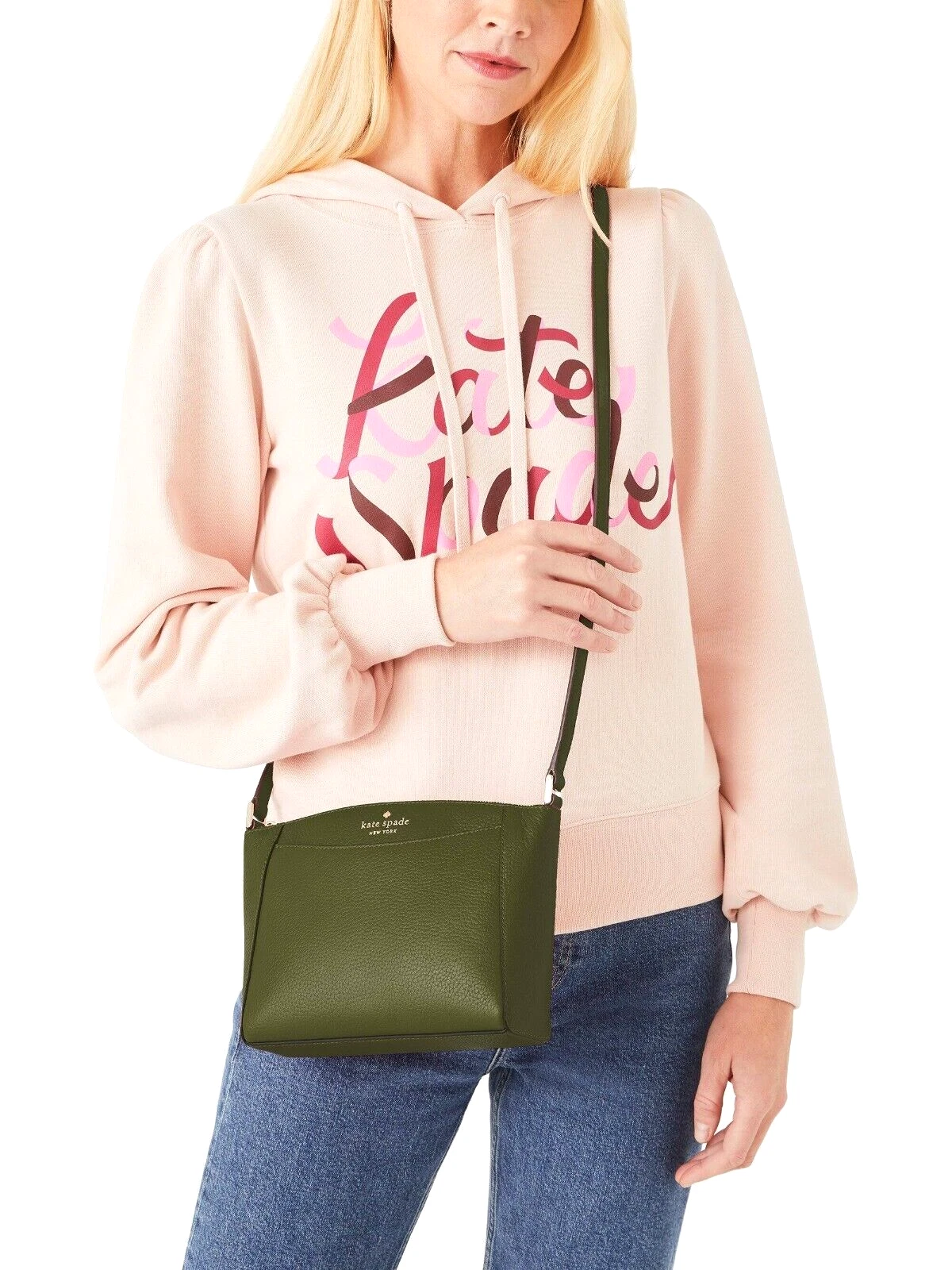 Nuova Kate Spade Monica a tracolla in pelle ciottolata verde incantata con sacchetto antipolvere