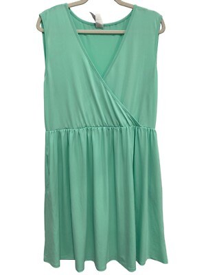 Honey Me Curvy Faux Wrap Mini Dress Women XL Sleeveless Surplice Neck Minimalist