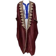 Women's 3 Quarter Sleeve Arabian Bisht Burgundy Cloak Arab Dress Thobe Islam