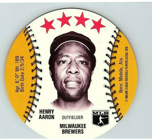 1976 Aaron Hank Isaly's Discs Hof Milwaukee Baseball Sweet William Brewers Ex - Bild 10 von 12