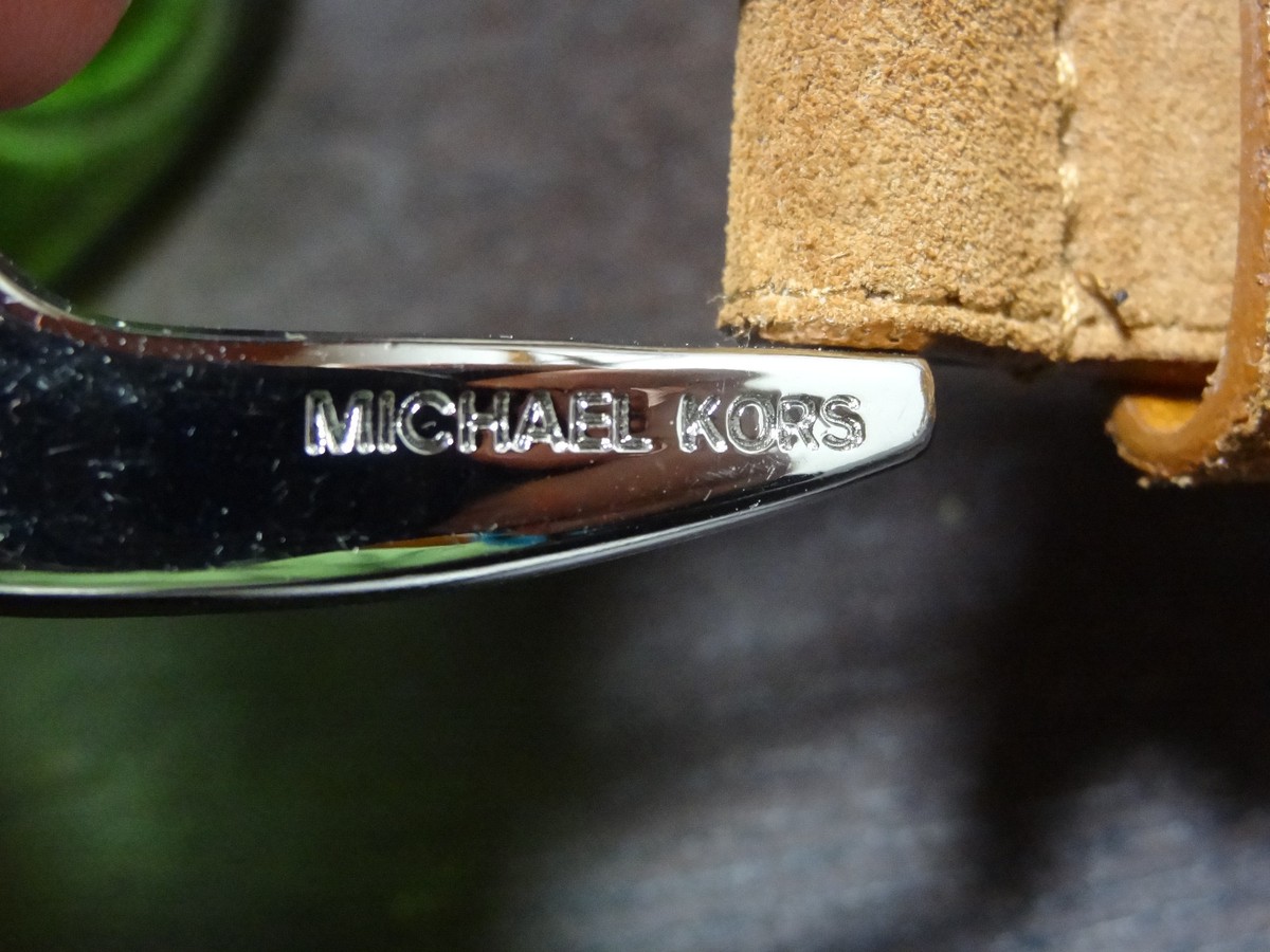 Michael Kors Brown Leather Suede Patchwork Studded Waist Belt Gold Buckle Small Michael Kors Suede Belts for Women for sale | eBay main image 3