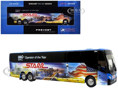 PREVOST H3-45 COACH BUS ''STARR TOURS'' 1/87 DIECAST BY ICONIC REPLICAS 87-0444
