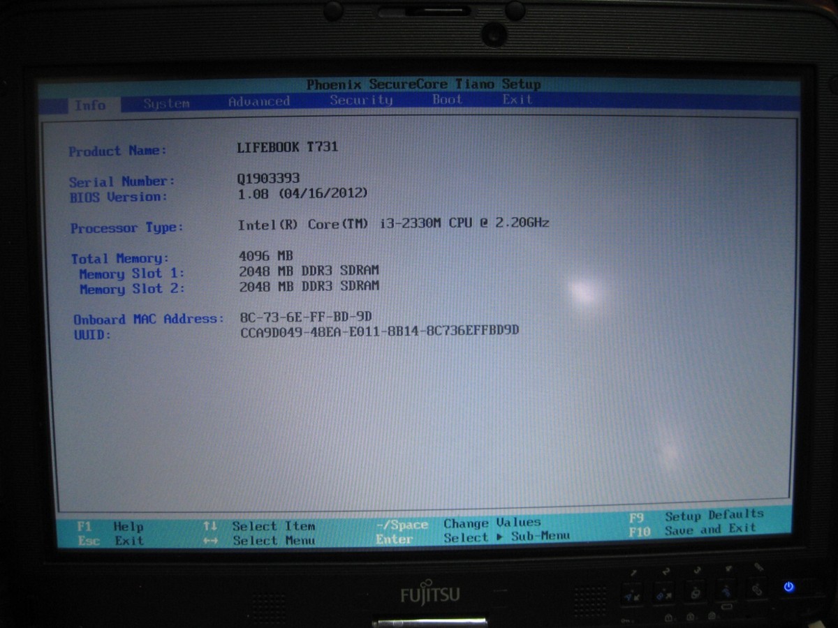 Fujitsu Lifebook T731 i3-2330M 2.2GHz 4GB 250GB HDD Touch Webcam