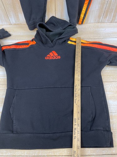 Boys Kids Youth Adidas Sweat Suit Black Orange Top- XL 18/20 pants-L 14/16 READ - Picture 8 of 12