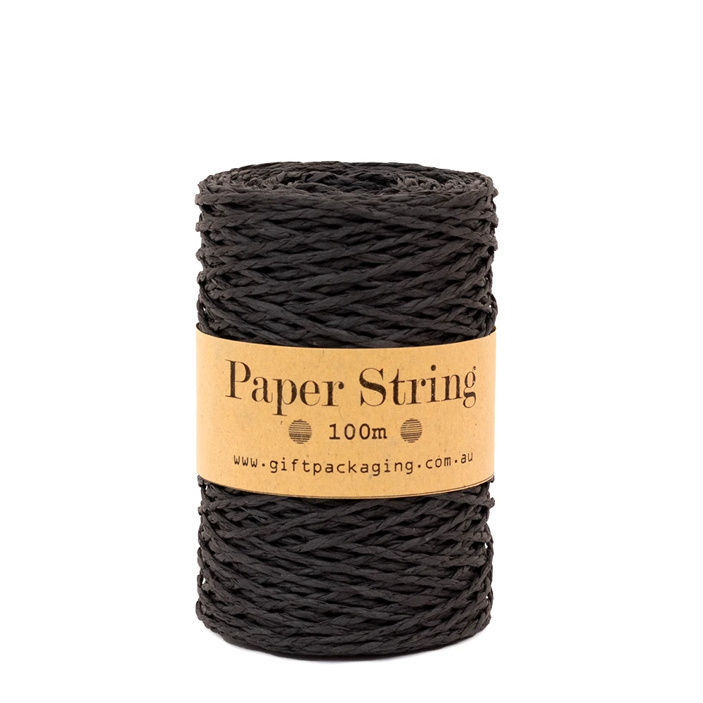 Black Paper Twine String - 2mm x 100m Metres Bulk Roll - Gift Wrapping  Packaging