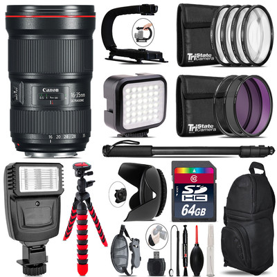 Canon 16-35mm 2.8L III USM Lens - Video Kit + Flash - 64GB