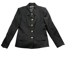 Herbert Grossman 10 Black Lined Jacket Blazer Gold Buttons 100 Wool
