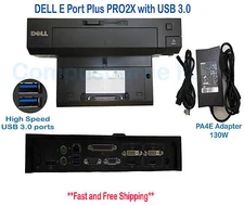 Dell Docking Station EPort Plus II Replicator PRO2X USB3.0  PA4E Adapter 130watt