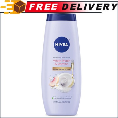 NIVEA Refreshing White Peach and Body Wash with Nourishing Serum Bottle 20 Fl Oz
