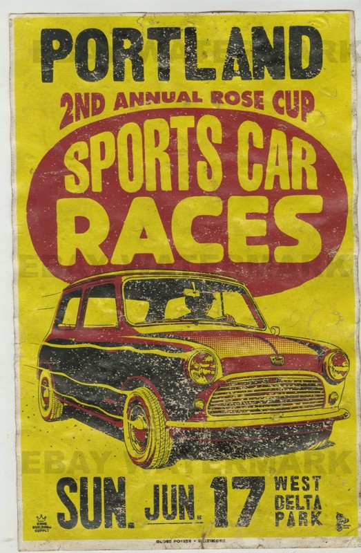 1960's Austin Mini Cooper Portland Oregon Vintage Race Poster 11 x 17