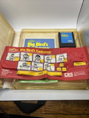 VINTAGE 1984 Big Bird's Funhouse Commodore 64 GAME WITH KEYBOARD COVER CBS GAMES - Picture 7 of 13