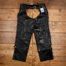 Diamond Plate Buffalo Leather Chaps Pants L Mens 00s Black Patchwork