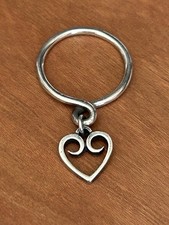 Retired James Avery Dangle Ring Heart Charm Sterling Silver Artisan Jewelry Rare