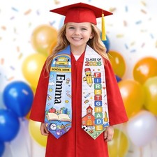 Kids Graduation Stole Class of 2026 Gift, Chenille Glitter Patch Graduation Sash