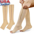 1/3x Zip-Up Compression Socks 15-20mmHg Open Toe With Zipper Pain Relief Unisex