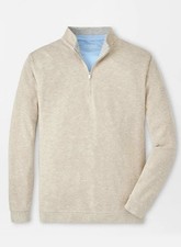 Peter Millar Stone Crown Comfort Quarter-Zip Pullover Sweater NWT M Tan Beige