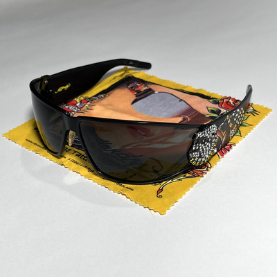 Perfect Ed Hardy Y2K Rhinestone Bulldog Sunglasses With Original Case & Cloth