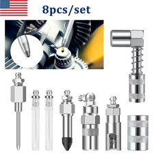 Grease Gun Injector Needle Dispenser Nozzle 90 Degree Coupler Adapter 8pcs/set