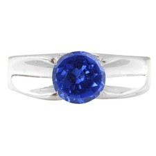 1.20Ct Round Shape 100% Natural Tanzanite Ring In Solid 925 Silver Tariffs Free