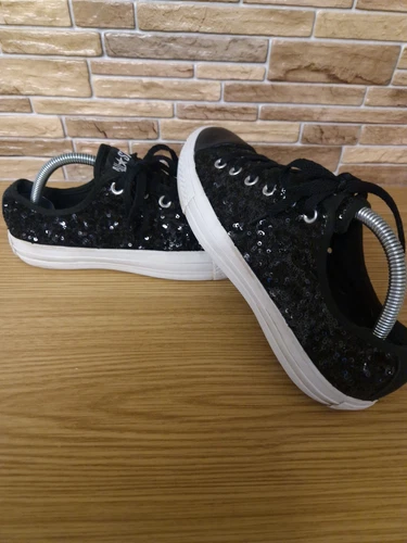 Scarpe da ginnastica Converse All Star nere con paillettes da donna UK 7 5