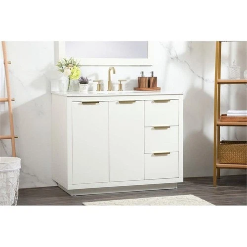 Elegant Decor Blake 42" MDF Single Bathroom Vanity with Backsplash in White - Picture 2 of 8