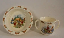 Royal Doulton Bunnykins 2-Piece Baby Set – Bowl & 2 Handled Mug – “Camping Scene