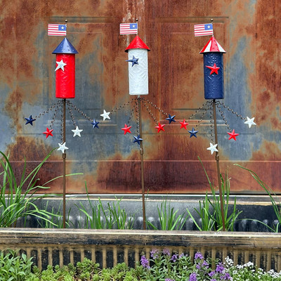 3 Pack Patriotic 4Th of July Decorations Outdoor,23.6  Metal Americana Firework