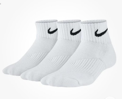 Mens/Women/YTH NWT NIKE Quarter AmSocks 3prs Everyday DRI-FIT White Sz:5-7Y M6-8