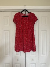 Old Navy Women’s Red Floral Swing Dress Short Sleeve Rayon Dress Size Medium