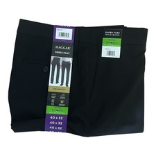 Haggar Men's Straight Fit Dress Pant Black Size 40x32