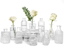 Clear Glass Bud Vases Set of 12, Small Vases for Centerpieces