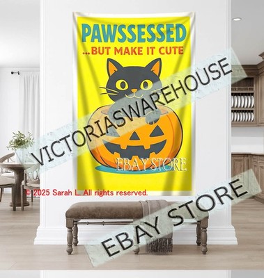 Cute Cat Wall Tapestry Spooky Home Decoration halloween decor 59X82 in