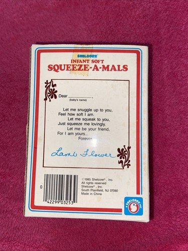 VTG 1985 Shelcore Squeeze-a-Mals Lamb Flower Soft Squeak Toy ~ NRFB - Picture 3 of 6