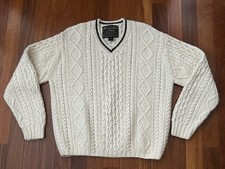 Vintage Abercrombie  Fitch Cable Knit Fisherman Cricket Tennis Wool Sweater L