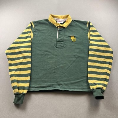 Vintage Baylor Bears Rugby Shirt Mens Large Green Striped Maxmore University 90s