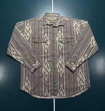 Vintage 90s Aztec Western Button Up Shirt Men XL Cowboy Rodeo Cotton Long Sleeve