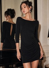 Alice + Olivia Ruched Little Black Mini Dress Cocktail Party Classic S/M