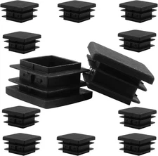 12 Pack 1-1/4 Inch (32mm) Square Plastic Plug, End inch, Black 