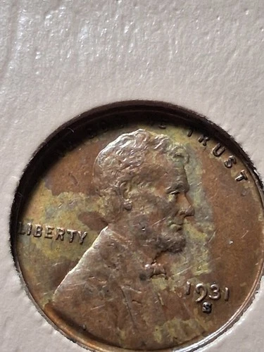 1931-S LINCOLN CENT. AU-CONDITION.MULTI COLOR.SHARP STRIKE. KEY DATE. SCARCE.