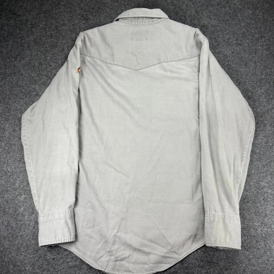 Wrangler Flame Resistant FR Work Shirt Western Gray HRC2 Pearl Snap Button Up - Image 3 of 4