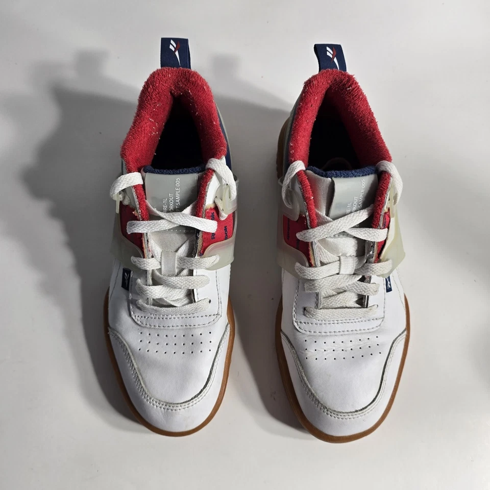 Reebok Concept Workout Women's Size 4 White Leather Red Blue Sneakers - Image 4 of 4