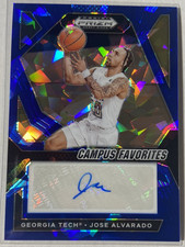 Jose Alvarado 2024 Prizm DP Blue Ice Prizm Autograph -NYK Blue Color Match 62/75
