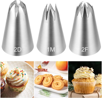 3 Stück Edelstahl Spritztüllen für Spritzbeutel, Nahtlose Buttercreme Tüllen Tor